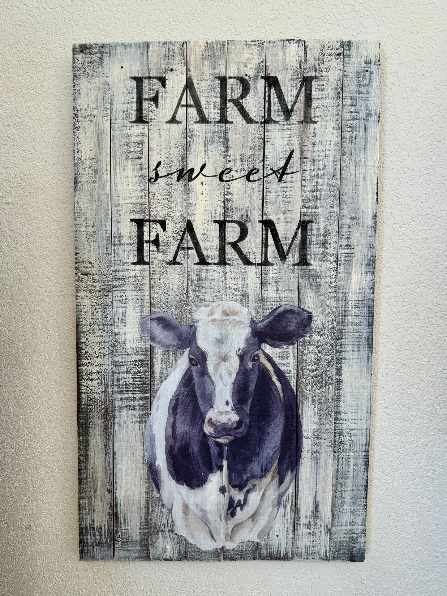 Farm Sweet Farm Cow Wooden Sign