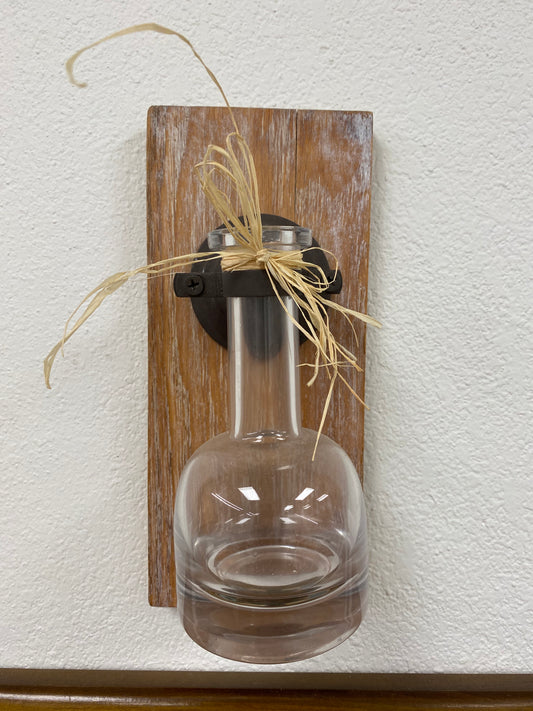 Wood Mounted Glass Vase