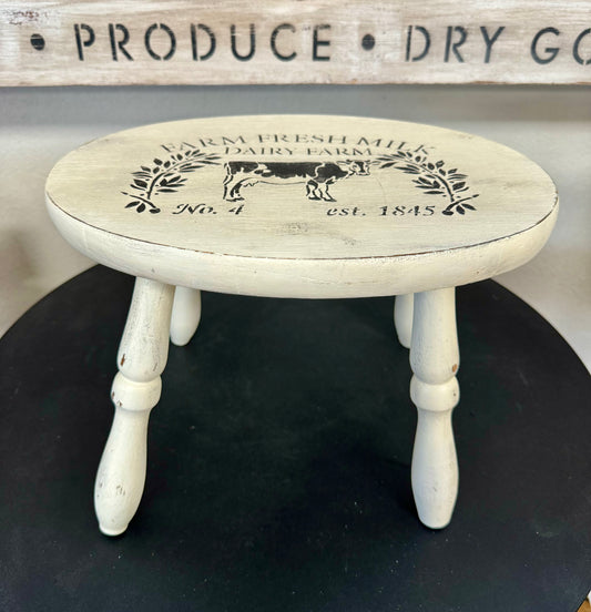 Farm Fresh Milk Wooden Foot Stool