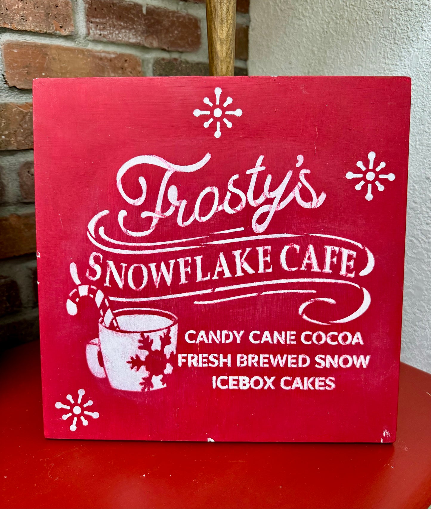 Frosty’s Snowflake Cafe Wood Sign