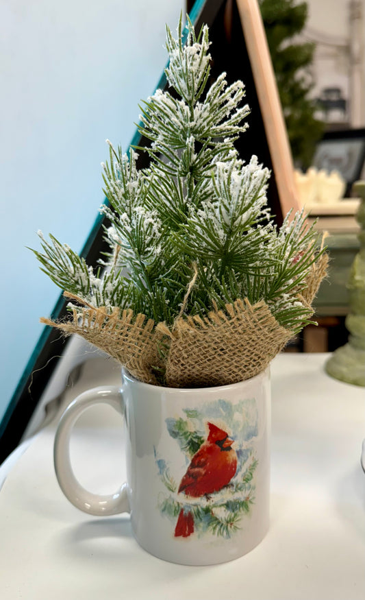 Christmas Evergreen Cardinal Mug Decor #1