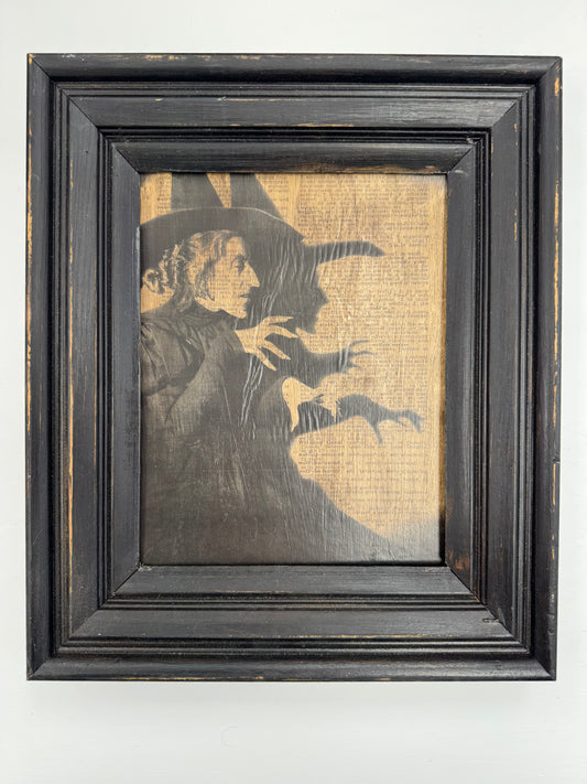 Distressed Black Framed Witch with Shadow Picture