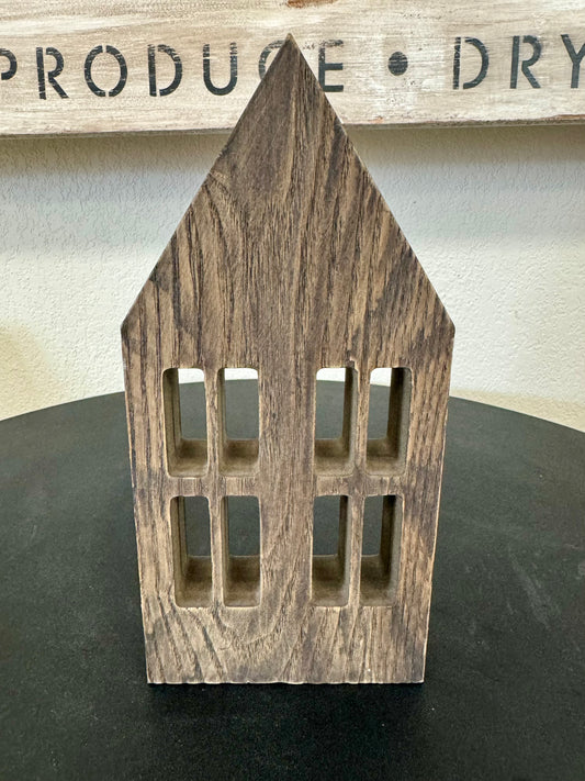 Four Windowed Dark Wood House Cutout