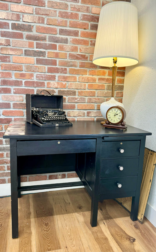 Black Typewriter Themed Wooden Desk