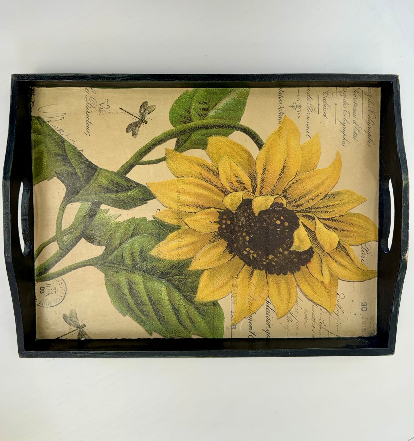 Decoupage Sunflower Tray