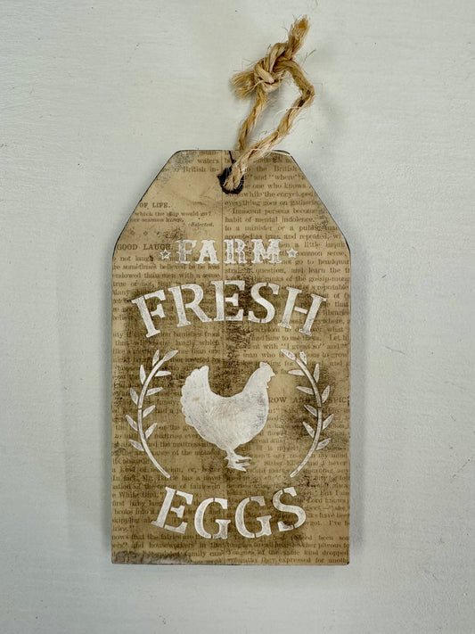 Farm Fresh Eggs Wooden Tag Decor